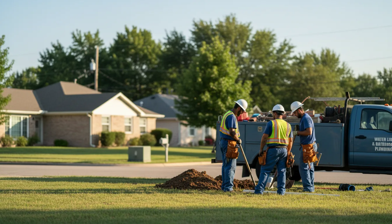 Residential water line and bathroom plumbing service in West York, IL